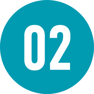 A stylized number 2 in a teal circle